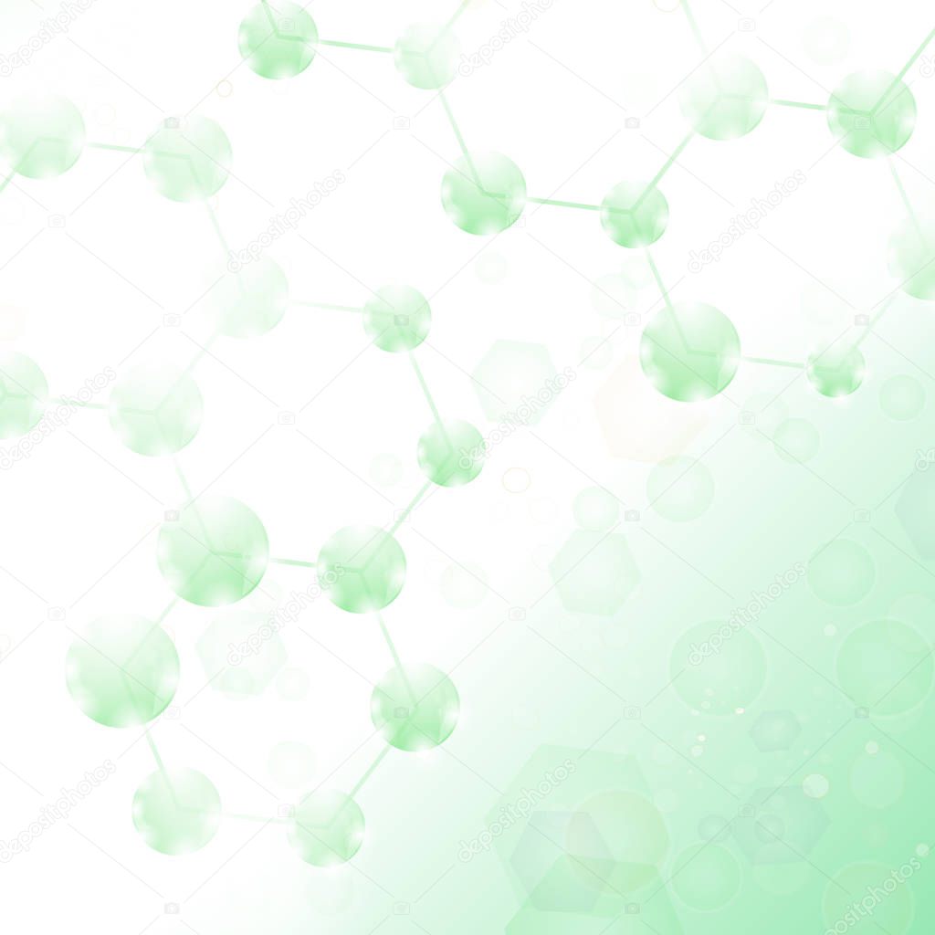 Abstract Molecules Design. Structure Molecule and Communication. Hexagonal Genetic and Chemical Structure