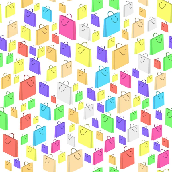 Färgglada Shopping papper väskor sömlösa mönster — Stock vektor
