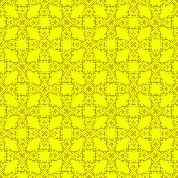 Желтая Орнитологическая Линия Бесконечная Текстура Восточный Геометрический Орнамент — стоковое фото