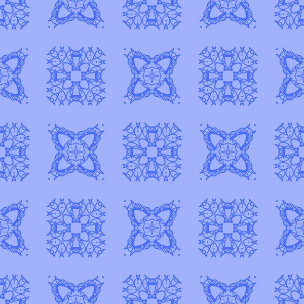 Паттерн Синей Орнитологической Линии Бесконечная Текстура Восточный Геометрический Орнамент — стоковое фото