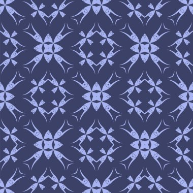 Mavi Süslü, Kusursuz Çizgisiz Kalıp. Sonsuz doku. Doğulu Geometrik Süsleme