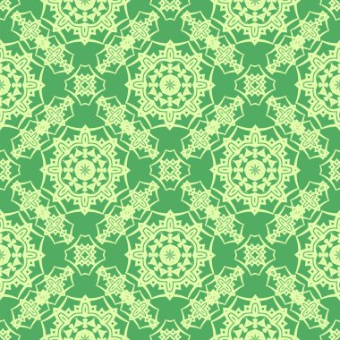 Yeşil süs kesintisiz çizgi deseni. Sonsuz doku. Oryantal geometrik süsleme