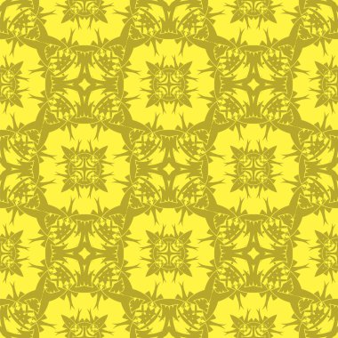 Sarı Süslü Pürüzsüz Çizgi Düzeni. Sonsuz doku. Doğulu Geometrik Süsleme