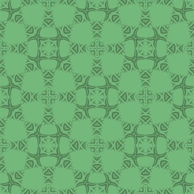 Yeşil süs kesintisiz çizgi deseni. Sonsuz doku. Oryantal geometrik süsleme