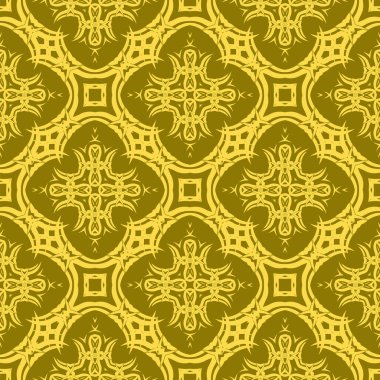 Sarı Süslü Pürüzsüz Çizgi Düzeni. Sonsuz doku. Doğulu Geometrik Süsleme