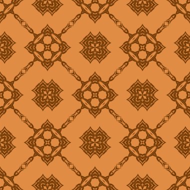  Turuncu süs kesintisiz çizgi deseni. Sonsuz doku. Oryantal geometrik süsleme