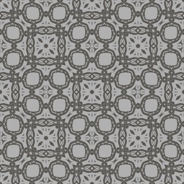 Gri Süslü Kusursuz Çizgi Düzeni. Sonsuz doku. Doğulu Geometrik Süsleme