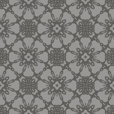Gri Süslü Kusursuz Çizgi Düzeni. Sonsuz doku. Doğulu Geometrik Süsleme
