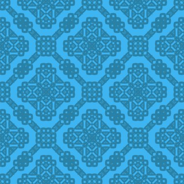 Mavi Süslü, Kusursuz Çizgisiz Kalıp. Sonsuz doku. Doğulu Geometrik Süsleme