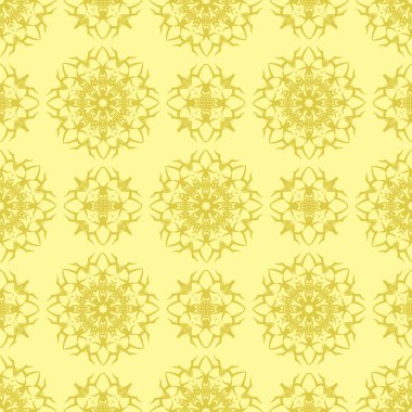 Sarı Süslü Pürüzsüz Çizgi Düzeni. Sonsuz doku. Doğulu Geometrik Süsleme