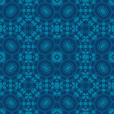 Mavi Süslü, Kusursuz Çizgisiz Kalıp. Sonsuz doku. Doğulu Geometrik Süsleme