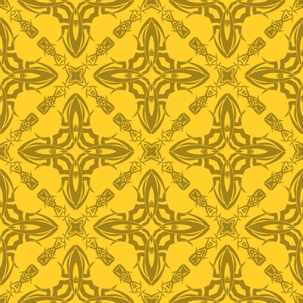 Yellow Ornamental Seamless Line Pattern Endless Texture Oriental Geometric Ornament — Stock Photo, Image