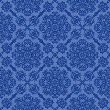 Mavi Süslü, Kusursuz Çizgisiz Kalıp. Sonsuz doku. Doğulu Geometrik Süsleme