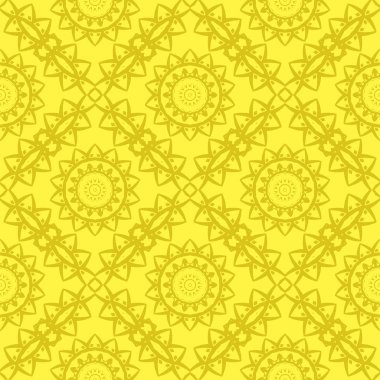 Sarı Süslü Pürüzsüz Çizgi Düzeni. Sonsuz doku. Doğulu Geometrik Süsleme