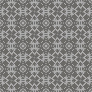 Gri Süslü Kusursuz Çizgi Düzeni. Sonsuz doku. Doğulu Geometrik Süsleme