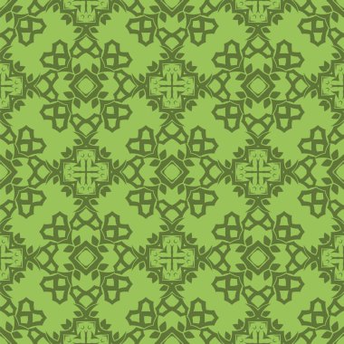 Yeşil süs kesintisiz çizgi deseni. Sonsuz doku. Oryantal geometrik süsleme