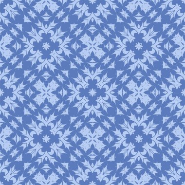 Mavi Süslü, Kusursuz Çizgisiz Kalıp. Sonsuz doku. Doğulu Geometrik Süsleme