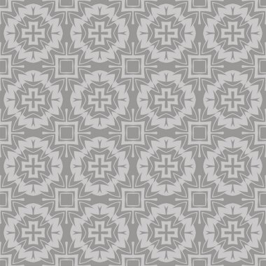 Gri Süslü Kusursuz Çizgi Düzeni. Sonsuz doku. Doğulu Geometrik Süsleme