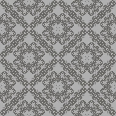 Gri Süslü Kusursuz Çizgi Düzeni. Sonsuz doku. Doğulu Geometrik Süsleme