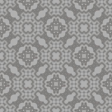 Gri Süslü Kusursuz Çizgi Düzeni. Sonsuz doku. Doğulu Geometrik Süsleme