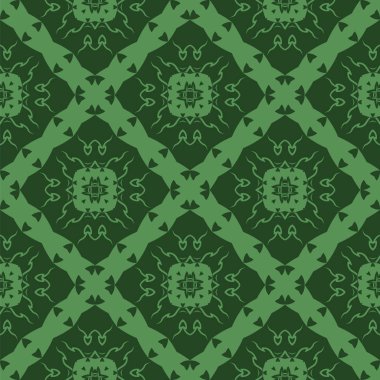 Yeşil süs kesintisiz çizgi deseni. Sonsuz doku. Oryantal geometrik süsleme