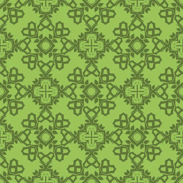 绿色观赏无缝线条图案 无休止的纹理 东方的几何装饰 — 图库照片