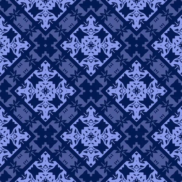 Mavi Süslü, Kusursuz Çizgisiz Kalıp. Sonsuz doku. Doğulu Geometrik Süsleme