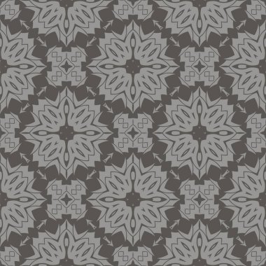 Gri Süslü Kusursuz Çizgi Düzeni. Sonsuz doku. Doğulu Geometrik Süsleme