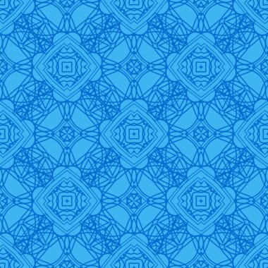 Mavi Süslü, Kusursuz Çizgisiz Kalıp. Sonsuz doku. Doğulu Geometrik Süsleme