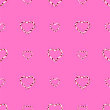 Pembe arka plan izole sorunsuz tatlı şeker kalpler desen. Sevgililer günü afiş