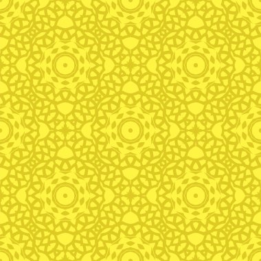 Sarı Süslü Pürüzsüz Çizgi Düzeni. Sonsuz doku. Doğulu Geometrik Süsleme