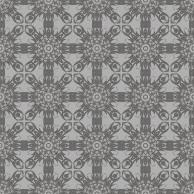 Gri Süslü Kusursuz Çizgi Düzeni. Sonsuz doku. Doğulu Geometrik Süsleme
