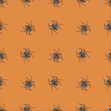 Turuncu Arkaplanda Zehirli Örümcek Kusursuz Desen