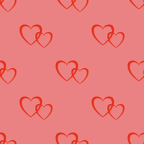 Bezproblémové Dvě Srdce Vzor Izolované Růžovém Pozadí — Stock fotografie
