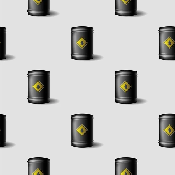 Black Metal Oil Barrels Seamless Pattern Grey Background — Stock Photo, Image