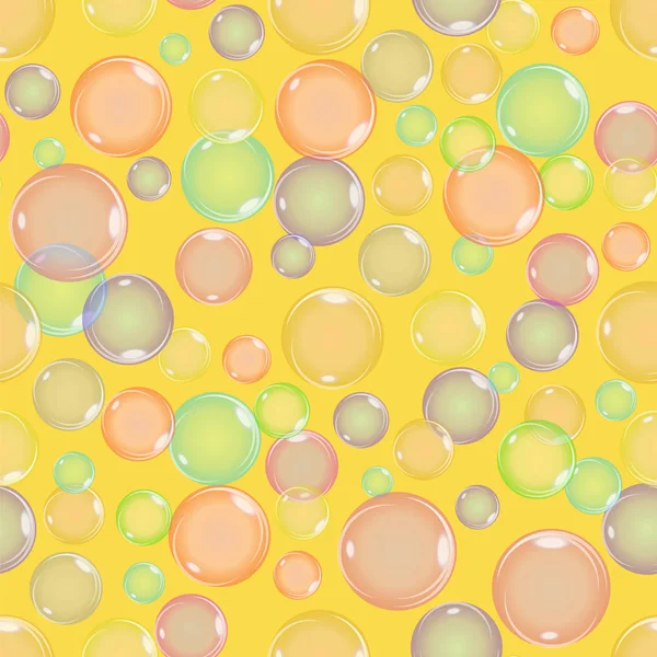 Бесшовные Разноцветные Пузыри Узор Желтом Фоне — стоковое фото