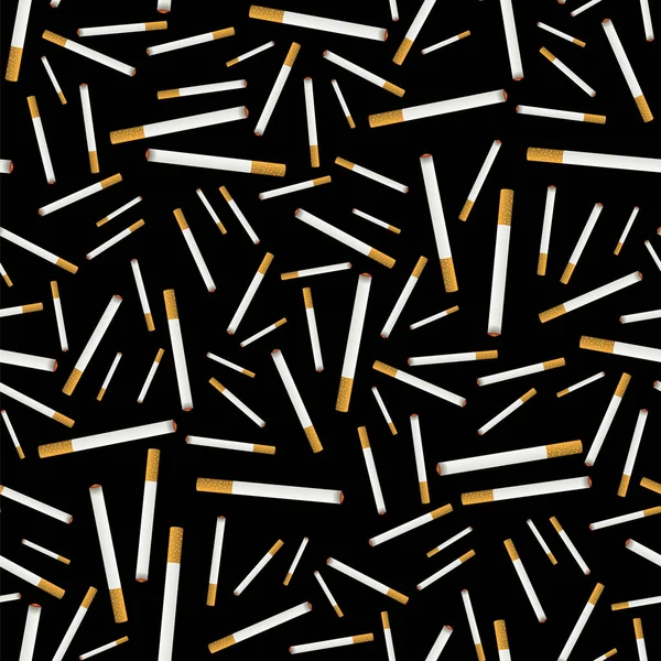 黒い背景に燃焼タバコのシームレス パターン — ストック写真