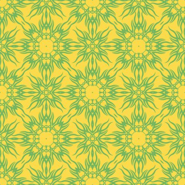 Sarı dekoratif Retro Seamless modeli. Süs sarı arka plan