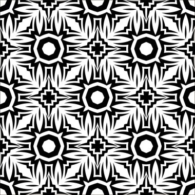 Dekoratif Retro Seamless modeli. Süs siyah beyaz arka plan