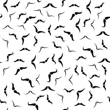 İnsan erkek kıllı bıyık beyaz zemin üzerine Dikişsiz desen siluetleri