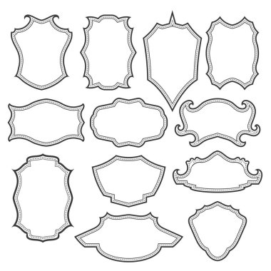 Beyaz arka plan üzerinde izole farklı Vintage gri çerçeve kümesi