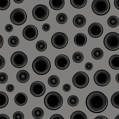 Grunge Dikişsiz desen gri arka plan üzerinde izole yuvarlak. Siyah sarmal sıçramak
