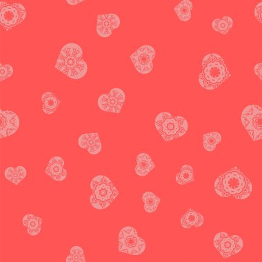 Süs kalp rasgele Seamless Modeli pembe bir arka plan üzerinde