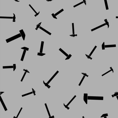 Farklı çekiç siyah gri arka plan üzerinde izole Dikişsiz rasgele desen siluetleri