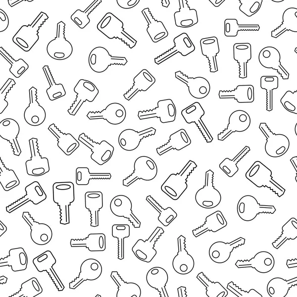 Line Silhouettes of Key Isolated on White Background. Seamless Old Keys Pattern