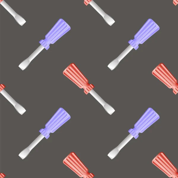 Colored Screwdriver Seamless Pattern Grey Background — Stock Photo, Image