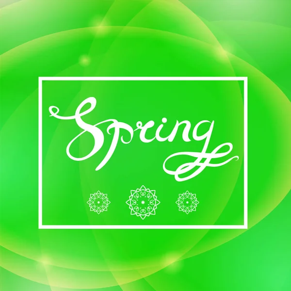 Lente Belettering Design Green Banner Met Een Getextureerde Abstract Wazig — Stockfoto