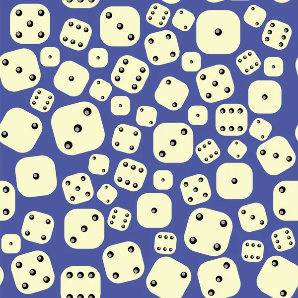 Dice Seamless Pattern on Blue Background. Gambling Texture