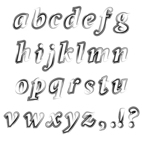 Черные Чернила Гранж Алфавит Изолирован Белом Фоне Набор Писем Рисунками — стоковое фото