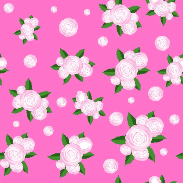 Bouquet Roses Randon Seamless Pattern Pink Background — Stock Photo, Image